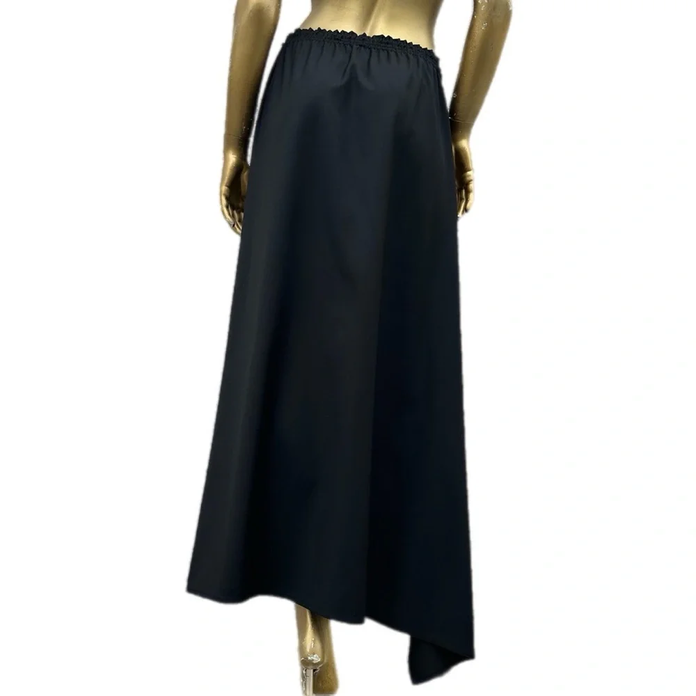Zoran NWOT 100% wool Black Asymmetrical draped High slit Maxi Skirt made in USA